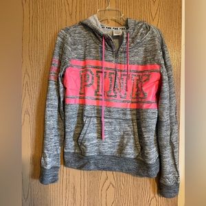 Gray and pink 3/4 zip hoodie
